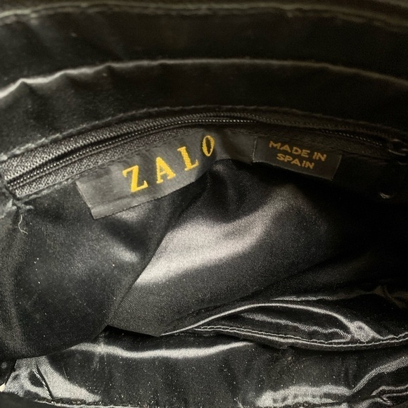 Zalo Vintage Spain Amazing Black Woven Bag with Brown Wooden Circle Handle EUC - Picture 7 of 9